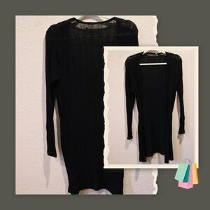 Lightweight Black Open-Front Cardigan - Size Medium - GUC